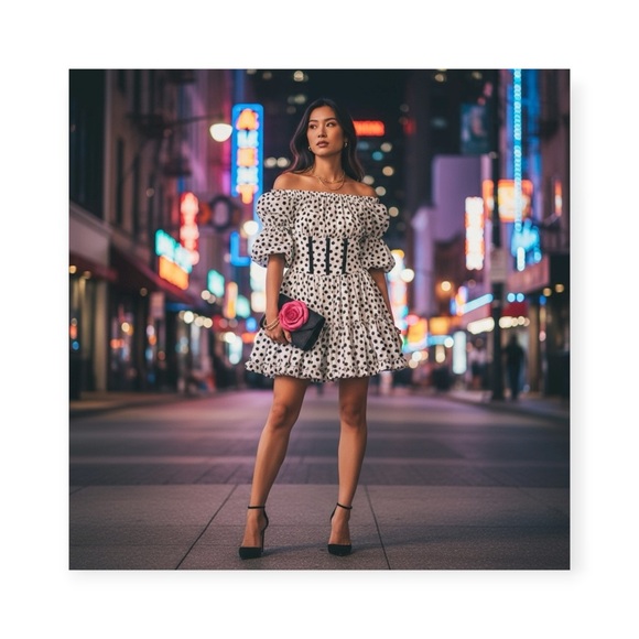 new Babylon Les Femmes ☻ Burlesque Corset Cocktail Dress ☻︎ Black Polka Dots ☻︎ - Picture 15 of 16